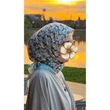 Qalortex Scarf Pamuklu Pera Desen Eşarp - Turkuaz