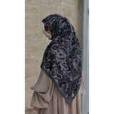 Qalortex Scarf Pamuklu Soft Açelya Desen Eşarp-Siyah
