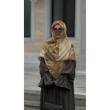 Qalortex Scarf Pamuklu Soft Erva Desen Eşarp-Taba/Küf Yeşil
