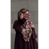 Qalortex Scarf Pamuklu Soft Fırça Desen Eşarp-Gül Kurusu - Tek Ebat - Çok Renkli