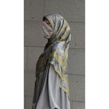 Qalortex Scarf Pamuklu Soft Fırça Desen Eşarp-Yağyeşil/gri