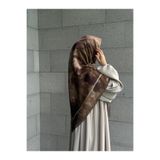 Qalortex Scarf Pamuklu Soft Luna Desen Eşarp-Kahve/Mürdüm