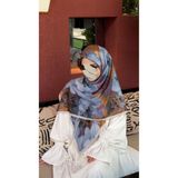 Qalortex Scarf Pamuklu Soft Meva Desen Eşarp-Blueberry