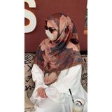 Qalortex Scarf Pamuklu Soft Meva Desen Eşarp-cikolata