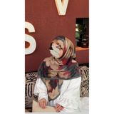 Qalortex Scarf Pamuklu Soft Meva Desen Eşarp-Zümrüt