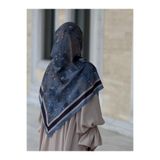 Qalortex Scarf Pamuklu Soft Minâ Desen Eşarp-Lacivert