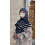 Qalortex Scarf Pamuklu Soft Minâ Desen Eşarp-Siyah