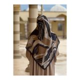 Qalortex Scarf Pamuklu Soft Âmine Desen Eşarp-Antrasit/Vizon