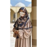 Qalortex Scarf Pamuklu Soft Âmine Desen Eşarp-İndigo/Kahve