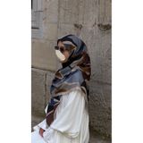 Qalortex Scarf Pamuklu Soft Rânâ Desen Eşarp-Antrasit/Kahve