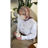 Qalortex Scarf Pamuklu Soft Roza Desen Eşarp-Gül Kurusu