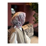Qalortex Scarf Pamuklu Soft Roza Desen Eşarp-GumusGul Kurusu