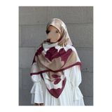 Qalortex Scarf Pamuklu Vera Desen Eşarp-Bordo