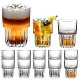 QAPPDA 10oz İçme Bardakları, 12'li Şeffaf Su Bardakları Seti, İstiflenebilir İçme Bardak Cam Kahve Fincanları Süt, Meyve Suyu, Mojito için Kalın İçecek Züccaciye Seti