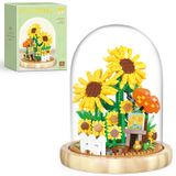 QARULUS Ayçiçeği Çiçek Buketi Yapı Oyuncak Mini Tuğla Çiçek Seti Yetişkin Botanik Koleksiyonu Arkadaş Seti DIY Bitkiler Bonsai Ağacı Sevgililer Günü Noel Yeni Yıl Kadınlar için Doğum Günü