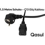 Qasul 1.5 Metre C13 Power Kablo - Bilgisayar Kasa Monitör Pc Güç Kablosu 3*1mm 10A-16A 250V Bilgisayar, Monitör, Yazıcı ve Diğer Elektronik Cihazlar Için Uyumlu - 150 cm