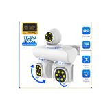 qasul 12MP 10X ZOOM Üç Lensli WIFI Güvenlik Kamerası PTZ Su Geçirmez İki Yönlü İnterkom Hareket Sensörlü