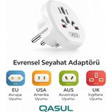 Qasul 2500W Amerika Ingiltere Avusturalya Çin Japonya Seyahat Adaptörü Fiş Priz Dönüştürücü - Beyaz