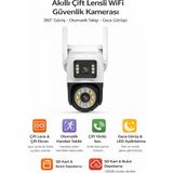 Qasul 2k Çift Lensli Full Hd Kablosuz Güvenlik,ptz Otomatik Takip ile Iç ve Dış Mekan Için Wifi Kamera - Beyaz