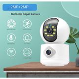 Qasul 2k Iç Mekan Çift Lensli Güvenlik Kamerası Kablosuz Wifi Kamera Tam Renkli Gece Görüşü 4mp Iç Mekan Dış Mekan 2 Yönlü Ses 1080P Ev Ofis Bakıcı Hırsız Güvenlik Kameras