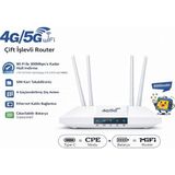 Qasul 4g/5g Sım Kartlı Wifi Router 300 Mbps 4 Antenli Modem Taşınabilir Şarjlı Ev & Ofis Internet Cihazı - Beyaz
