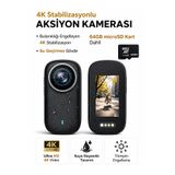 Qasul 4K Ultra HD Mini Aksiyon Kamerası Manyetik Klipsli Su Geçirmez Geniş Aksesuar Seti