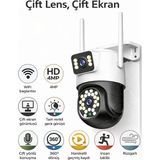 Qasul 4mp Dual Kamera 360° Wifi Ip Kamera – Renkli Gece Görüşlü, Insan Takipli, Dış Mekan Güvenlik Kamerası - Beyaz
