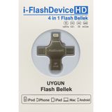 qasul 4'ü 1 Arada 64GB Flash Bellek Lightning + Type-C + USB + MicroUSB Çoklu Bağlantı