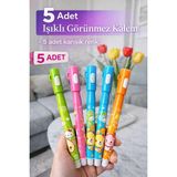 Qasul 5 Adet Görünmez Sihirli Kalem Gizli Floresan Kalem Mor Işıklı Kalem - Çok Renkli
