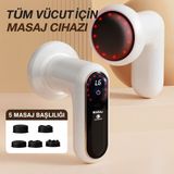 Qasul 5 Başlıklı 6 Kademeli 3 Fonksiyonlu Şarjlı Tüm Vucut Için Masaj Aleti Yağ Yakımına Destek - Beyaz