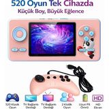 Qasul 520 Oyunlu Taşınabilir Oyun Konsolu Şarjlı, Tv Bağlantılı, Çift Kişilik Oynanabilir S5 Gamped Pembe