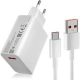 Qasul 67W Turbo Telefon Şarj Cihazı Aleti Kablo/adaptör Seti Type-C USB Xiaomi Redmi Uyumlu Duvar Tipi - Beyaz