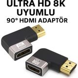 Qasul 8k Destekli Sağ Açılı HDMI Dönüştürücü – 90° L Tipi Adaptör - Siyah