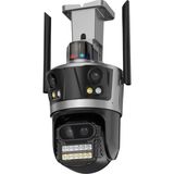 Qasul 8k Wifi 16MP Dört Ekran Güvenlik Kamerası Cctv Ip Kamera 8x Zoom Dış Mekan Koruma - Siyah