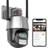 Qasul 8mp 4K Hırsızlığa Karşı Siren Alarmlı Wifi Çift Lensli 8x Yakınlaştırmalı Ptz Speed ​​dome Kamera - Siyah