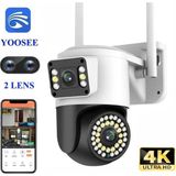 Qasul Açık Ptz 8mp 4K Wifi Gözetim Kamera Iki Lens Çift Ekran Aı Otomatik Izleme Cctv Güvenlik - Beyaz