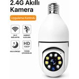 Qasul Akıllı Ev Güvenlik Kamerası Yüksek Çözünürlüklü Wifi Ampul Kamera, 2,4g, Çift Yönlü Ses, Görsel Aktif Savunma ve Alarm Bildirimi - Beyaz
