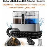 Qasul Buharlı Koltuk ve Halı Yıkama Makinesi 1800W Buhar Gücü 17KPA Güçlü Emiş Çift Su Tanklı Profesyonel Leke Çıkarıcı - Açık Gri