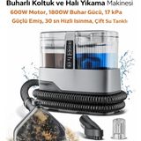 Qasul Buharlı Koltuk ve Halı Yıkama Makinesi 600W Motor, 1800W Buhar Gücü, 17 Kpa Güçlü Emiş, 30 Sn Hızlı Isınma, Çift Su Tanklı - Beyaz