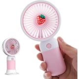 Qasul Cep Telefon Tutucu Mini Fan Masaüstü Taşınabilir Çilek Görünümlü El Fanı - Pembe