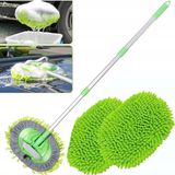 Qasul Çok Fonksiyonlu Teleskobik Saplı Mikrofiber Sihirli Araba Temizlik Mopu 1 Yedek Mop Başlığı Hediye - Yeşil