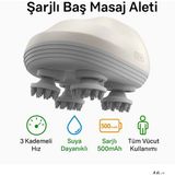 Qasul Elektrikli Saç Derisi Masaj Cihazı – Kan Dolaşımını Arttıran, 3 Hızlı Su Geçirmez Şarjlı Masaj Aleti - Renkli