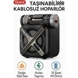 Qasul F72 Kompak Cepte Taşınabilir Metal Gövde Dayanıklı Futuristik Tasarımı Göz Alıcı Bluetooth Hoparlör - Siyah