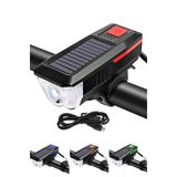 Qasul Güneş Enerjili 3 Led Far Moduna Sahip Bisiklet Ön Lambası Su Geçirmez Zil Usb Şarj Edilebilir Korna