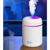 Qasul H2O Humidifier 300ML Ulrasonik Usb'li Hava Nemlendirici LED Işıklı Buhar Makinesi - Beyaz