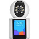 Qasul Kablosuz Bağlantı Telefonu Ev Için 360° Bebek Monitörü Tam Renkli Gece Görüşü Otomatik Takip Wifi Kamera - Beyaz