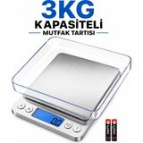 Qasul Küçük Taşınabilir Ev Tipi Elektronik Terazi Yüksek Hassasiyetli Pilli Mutfak Terazisi Doğru Ölçümlü Pişirme Yemek Yapma 3kg Kapasiteli - Gri