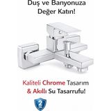 Qasul Lüks Kare Tasarım Duş & Banyo Bataryası – Sıcak & Soğuk Ayarlı, Paslanmaz Gövde, Akıllı Su Tasarruflu, 2 Yıl Garantili - Antrasit - Metalik Gri