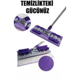 QASUL Mandallı Mor Renkli Yer Mopu 360°c Döner Başlıklı (1 Adet Yedek Mop Bezi Hediye)