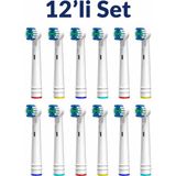 Qasul Oral-B Uyumlu Yedek Diş Fırçası Başlığı 12'li Set Şarjlı Diş Fırçası Başlığı - Beyaz